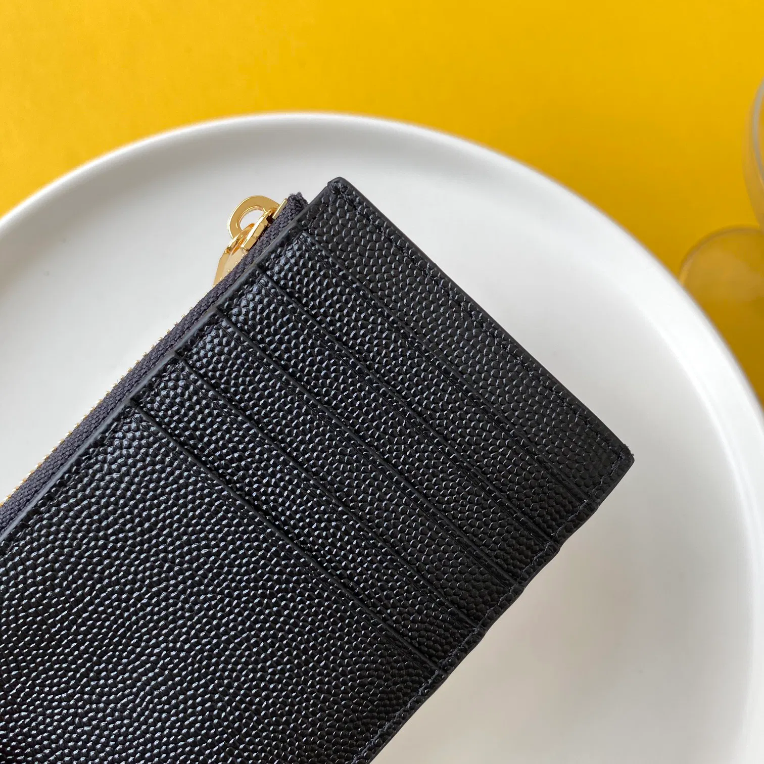 CASSANDRE MATELASSÉ ZIPPED FRAGMENTS CARD CASE IN GRAIN DE POUDRE EMBOSSED LEATHER — image 8