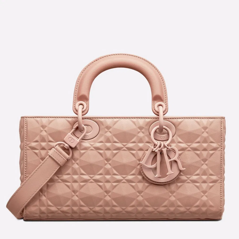 Dior Lady D-Joy Medium Bag in Nude Calfskin with Diamond Motif