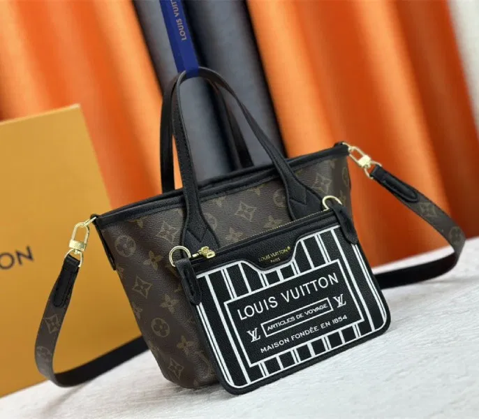 Louis Vuitton Neverfull Bandouliere Inside Out BB Tote In Monogram Canvas And Black Leather — image 2