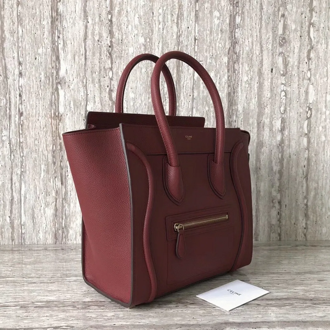 Celine Micro Luggage Tote Bag Knockoff in Dark Red — image 6