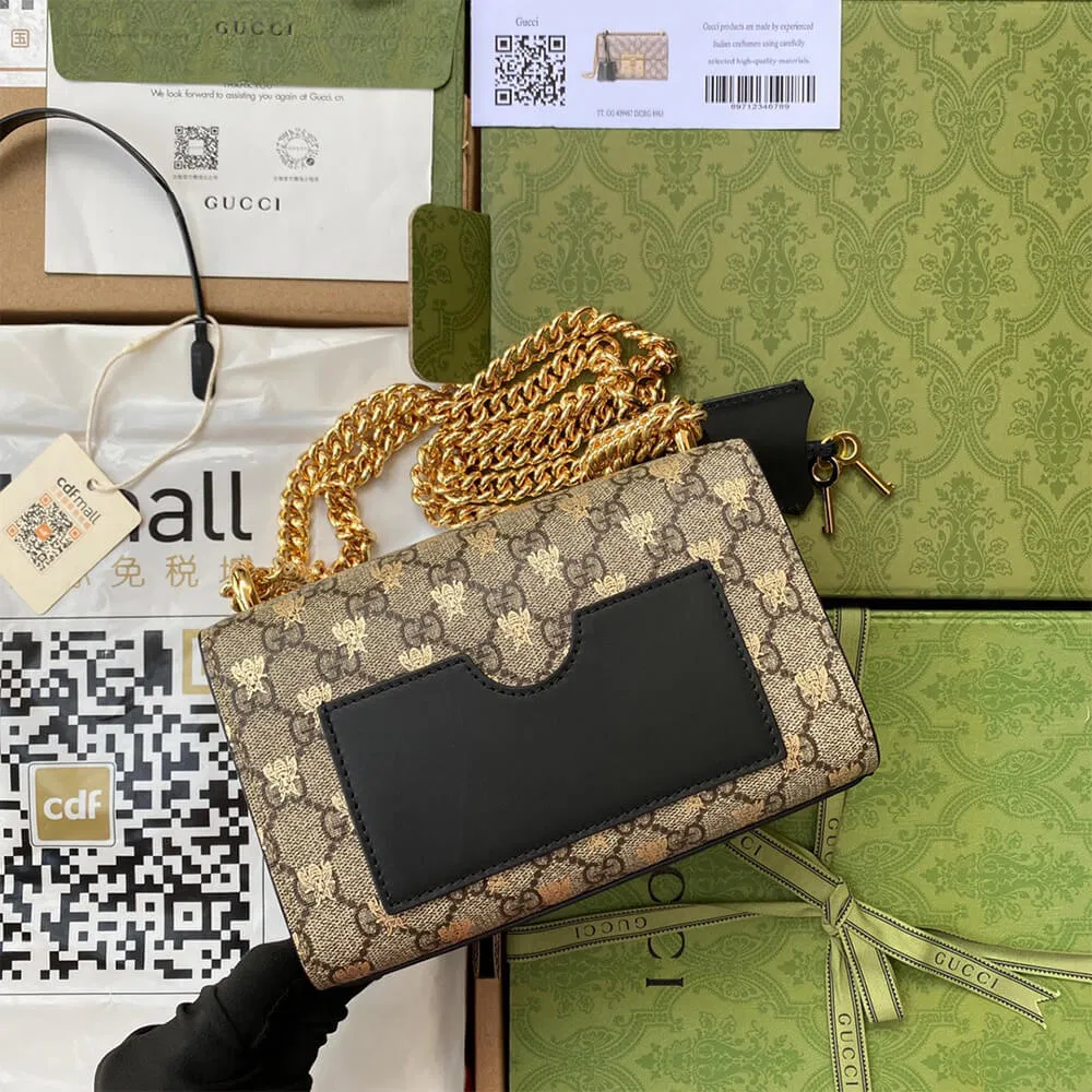 Padlock small GG bees shoulder bag — image 3
