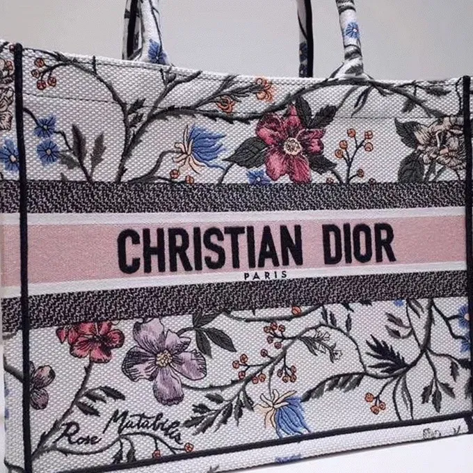 Dior Medium Book Tote Bag in Multicolor Rosa Mutabilis Embroidery — image 3