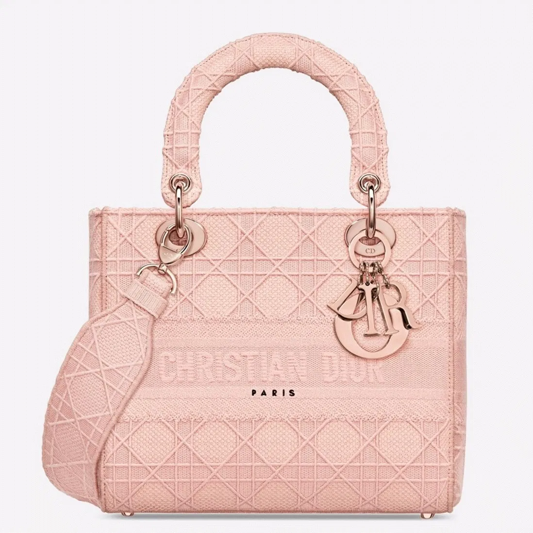 Dior Lady D-Lite Medium Bag Imitation in Pink Cannage Embroidered Canvas