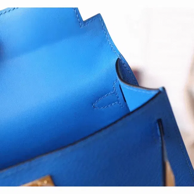 Blue Hydra Chevre Hermes Kelly 20cm Petite Handbag — image 3
