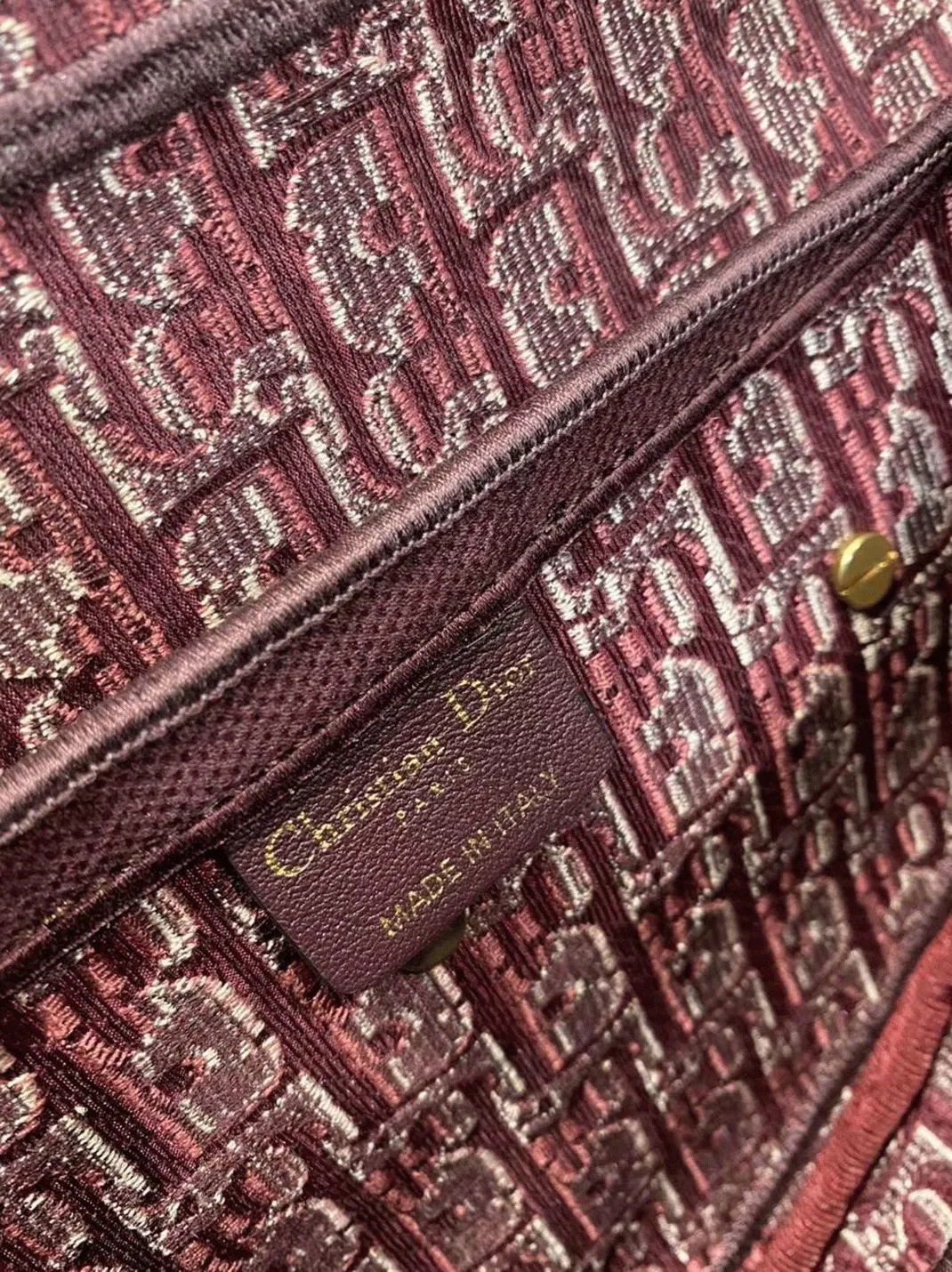 Dior Saddle Bag in Bordeaux Velvet Oblique Embroidered — image 7