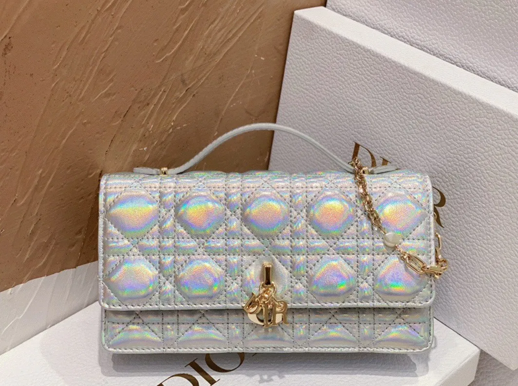 Dior Miss Dior Mini Bag Knockoff in Iridescent Metallic Silver Lambskin — image 6