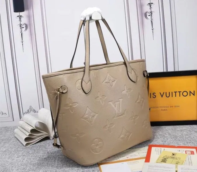 Louis Vuitton Monogram Empreinte Neverfull MM Tote In Beige — image 2