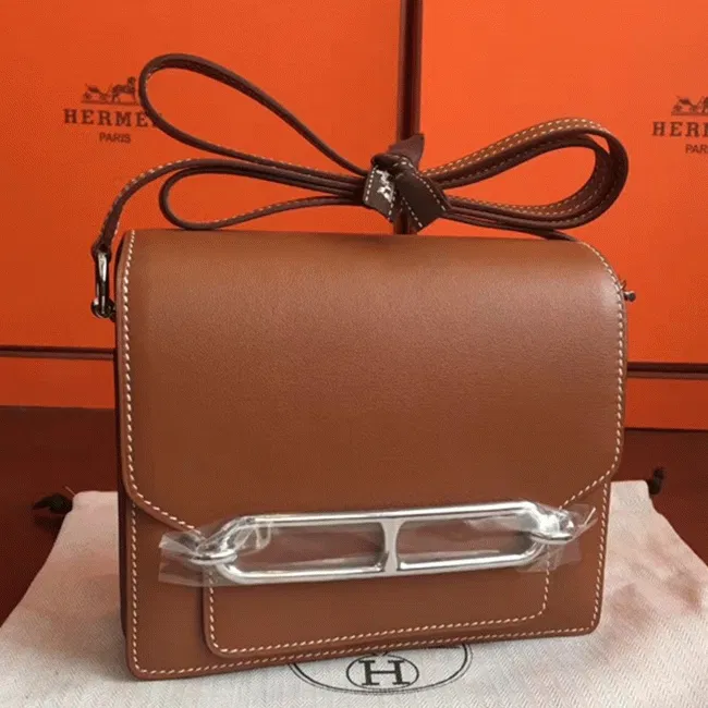 Caramel Hermes Mini Sac Roulis handbag