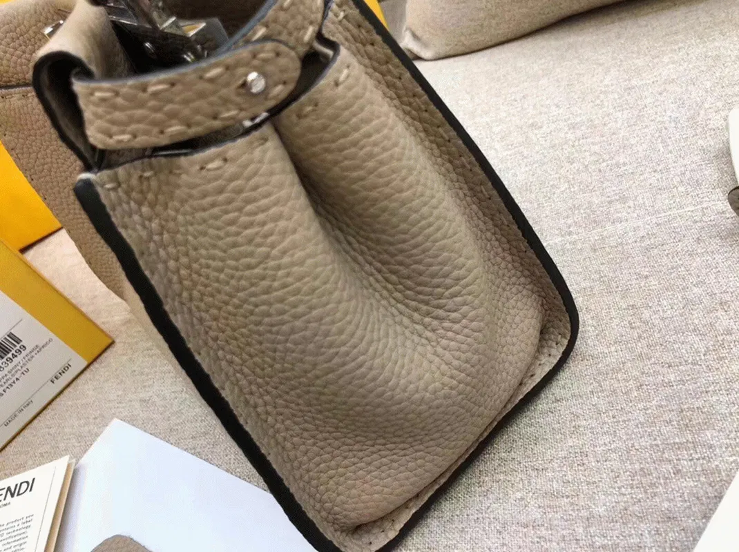 Top Quality Knockoff Fendi Peekaboo Mini Selleria Grey Bag with Python Leather Handle — image 7