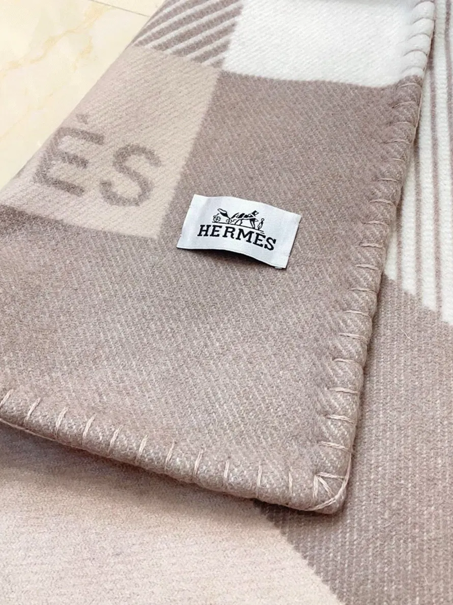 Best Hermes H Riviera blanket in beige wool and cashmere — image 9