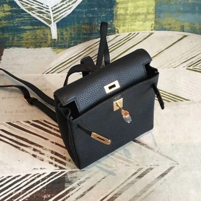 Black Clemence Knockoff Hermes Kelly Ado PM Everyday Backpack — image 4