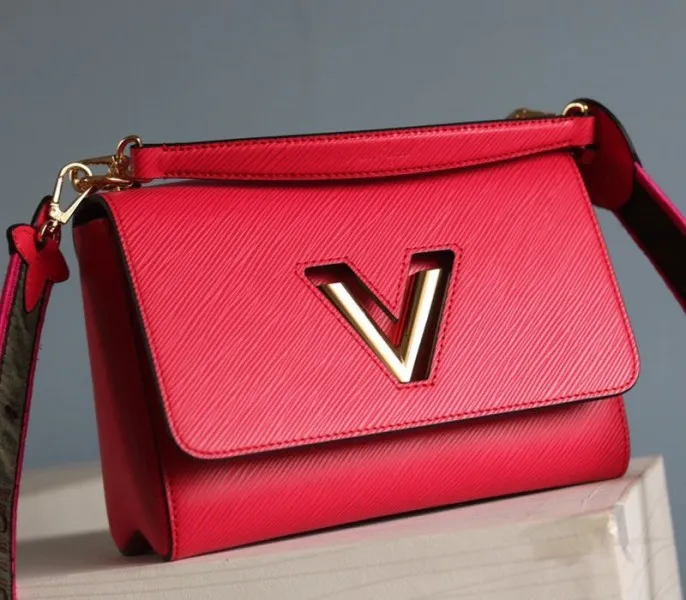 Louis Vuitton Epi Leather Twist MM Handbag In Red With Embroidered Strap — image 4