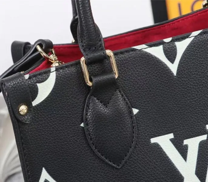 Louis Vuitton Bicolor Monogram Empreinte Leather Onthego PM Bag In Black And Beige — image 8