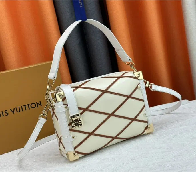 Louis Vuitton Malletage Leather Side Trunk MM In Cream Beige And Chestnut Brown — image 2
