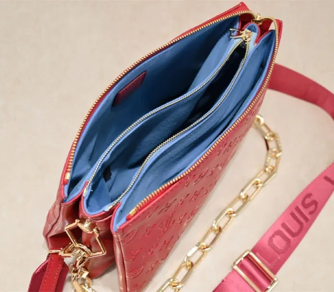 Louis Vuitton Coussin PM Bag In Red With Jacquard Strap — image 5