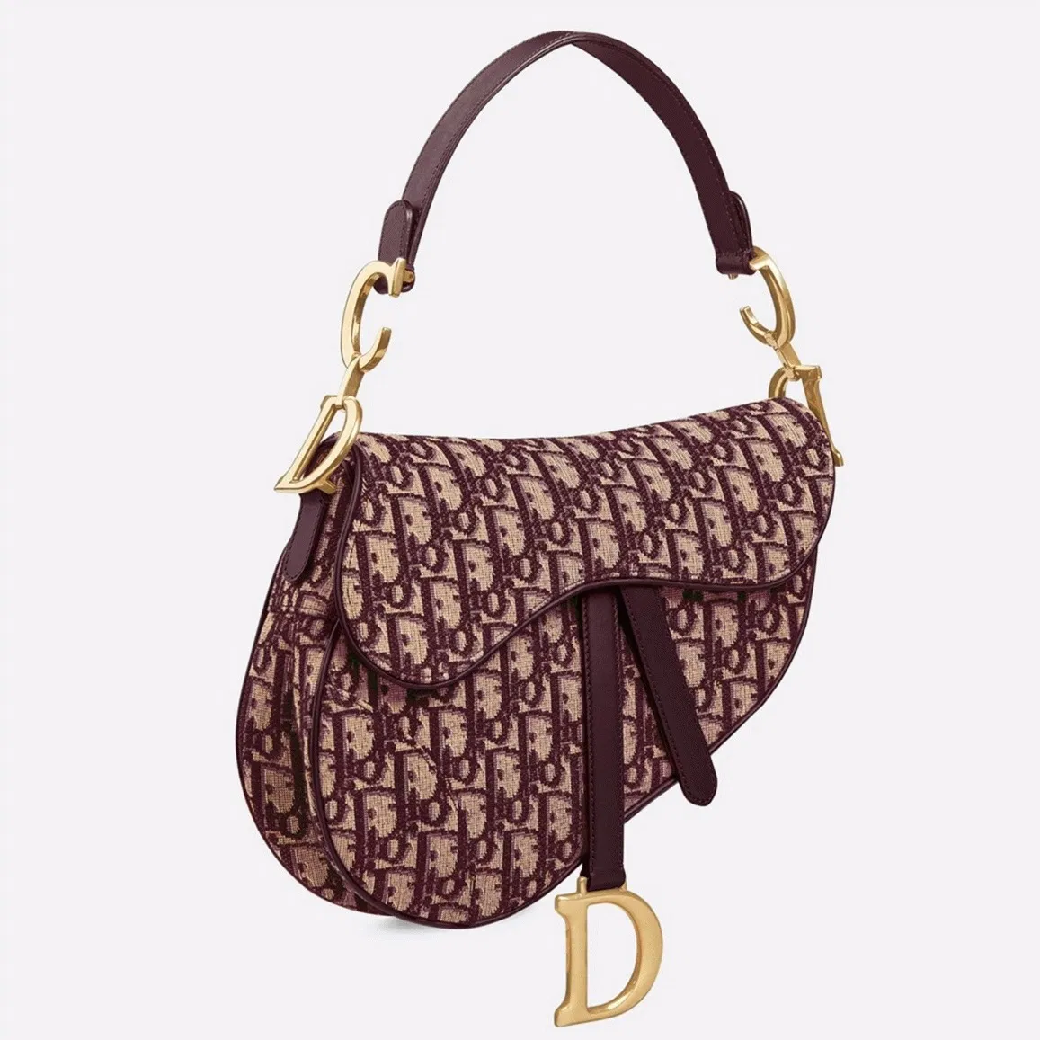 Dior Saddle Bag in Burgundy Dior Oblique Jacquard