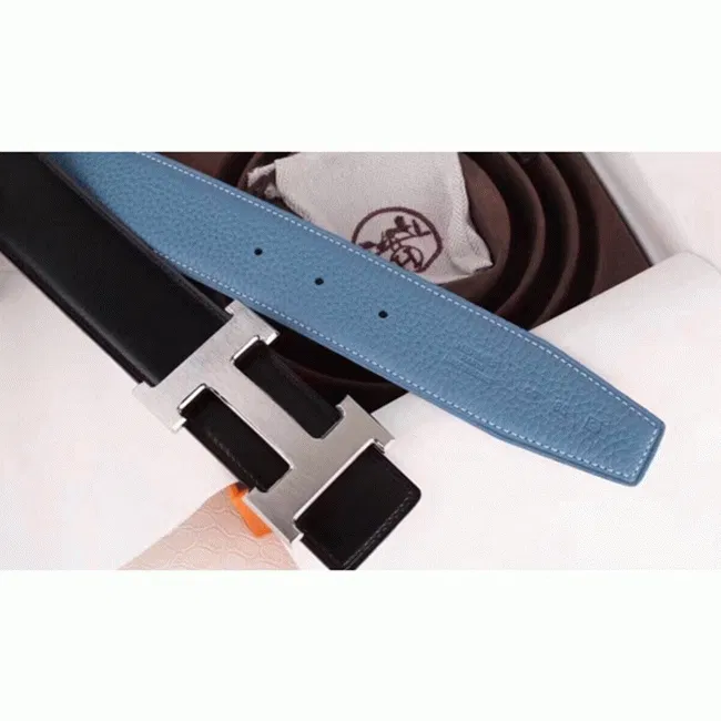 designer Hermes H belt buckle in blue shade — image 2