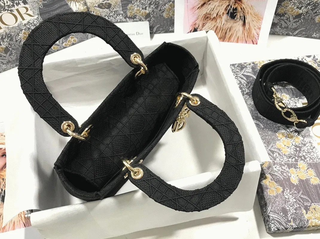 Dior Lady D-Lite Medium Bag in Black Cannage Embroidered Canvas — image 4