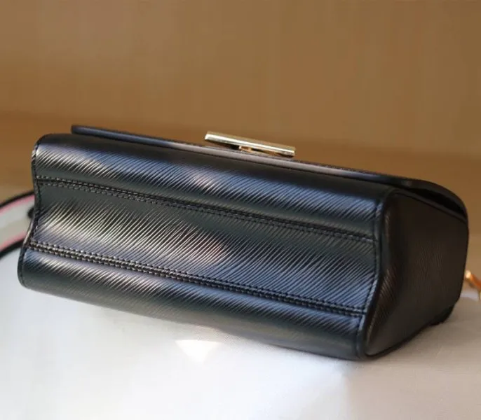 Louis Vuitton Epi Leather Twist MM Bag Black With Jacquard Strap — image 7