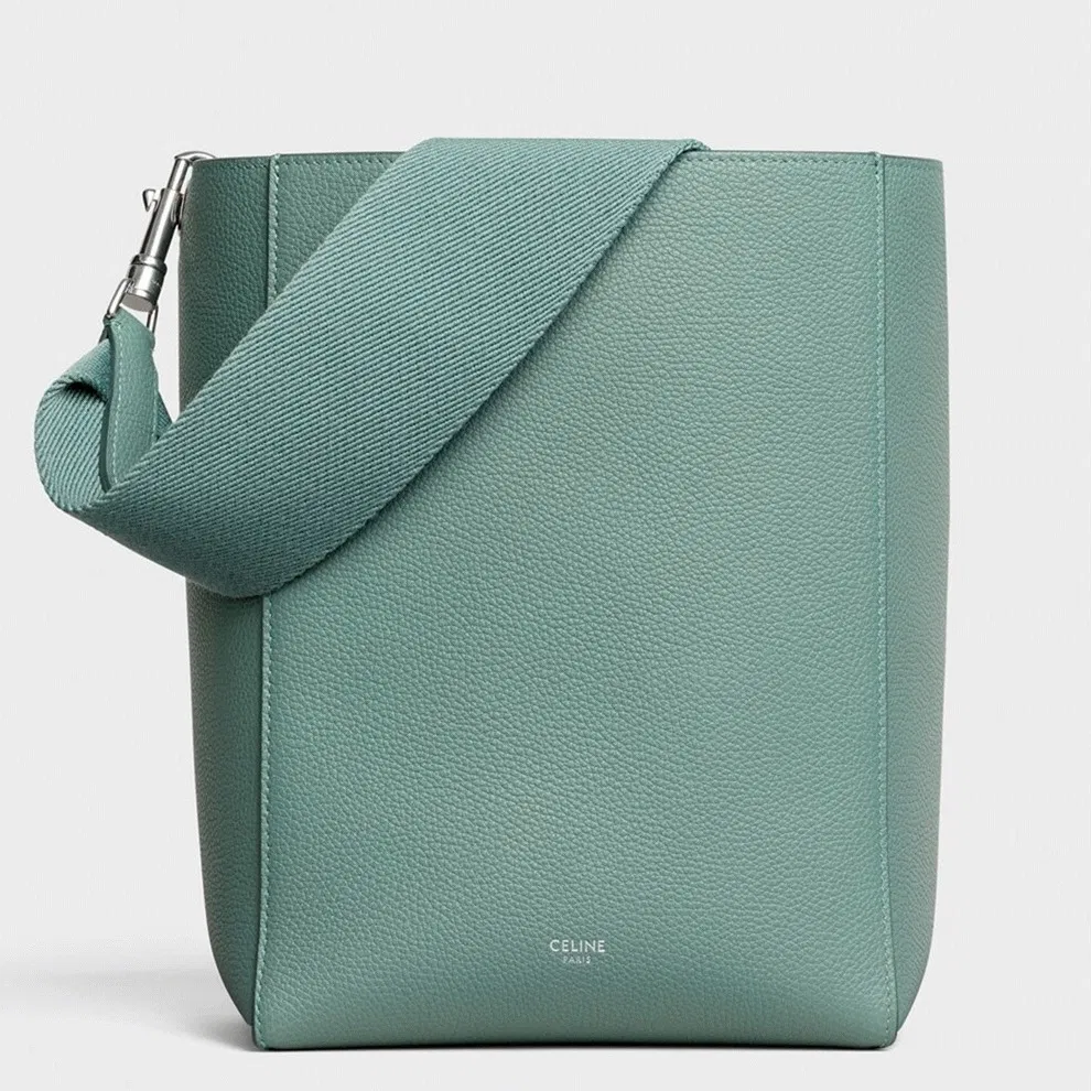 Top Quality Celine Sangle Small Bucket Bag In Celadon Calfskin