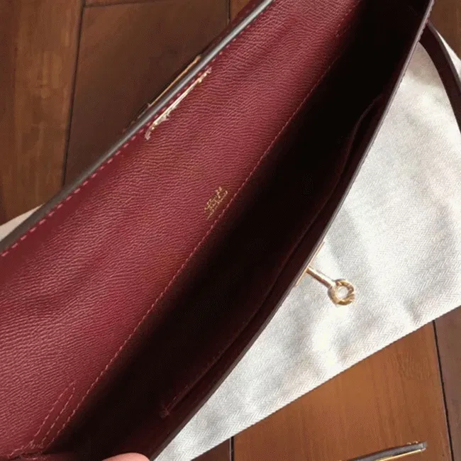 Bordeaux Epsom Hermes Kelly Cut Clutch Sleek Purse — image 4