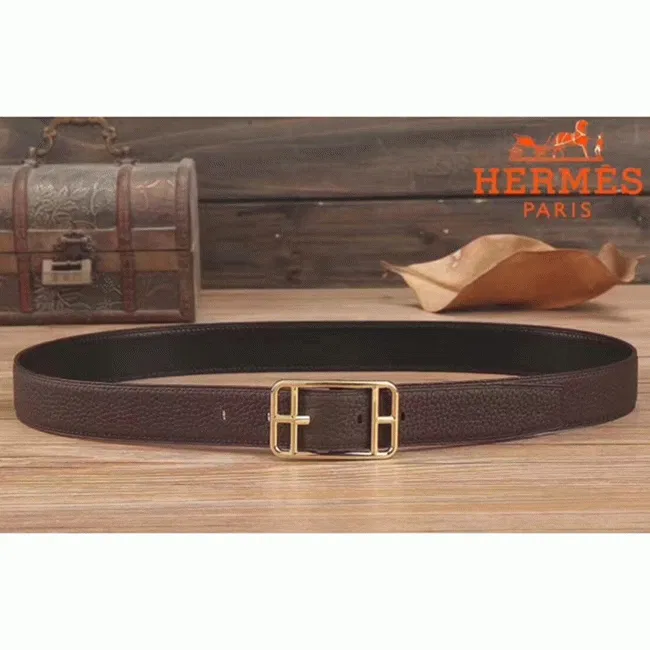 Luxury Hermes chocolate-colored Cape Cod 32 reversible belt — image 4