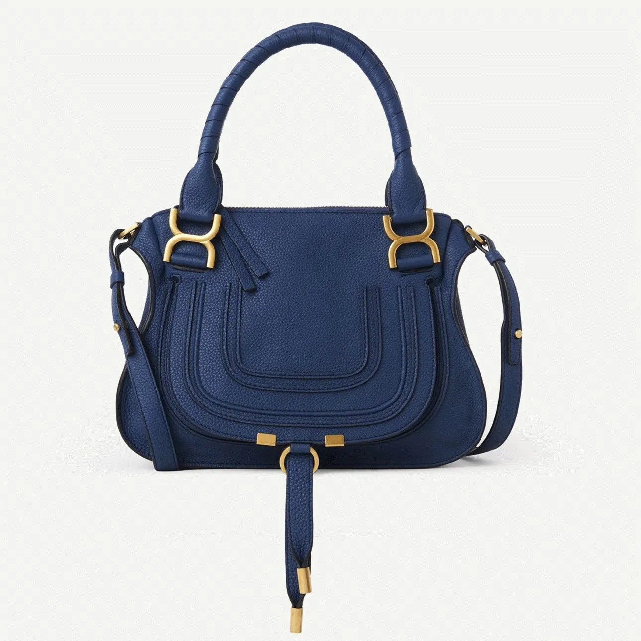 Top Quality Chloe Marcie Small Double Carry Bag in Blue Grained Leather