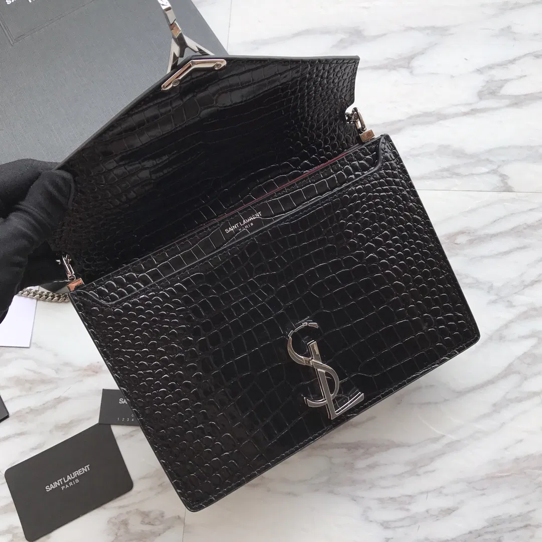 CASSANDRA MONOGRAM CLASP BAG IN CROCODILE EMBOSSED SHINY LEATHER — image 7