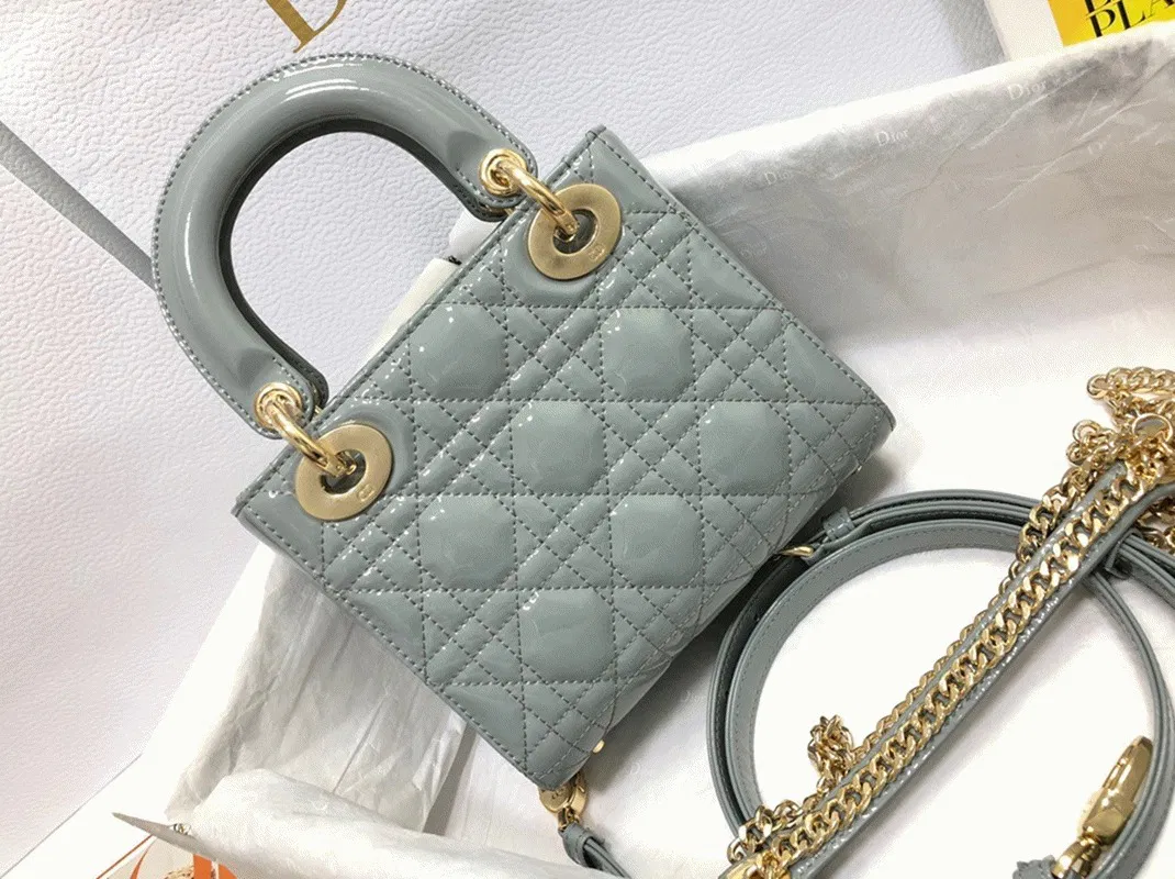 Dior Lady Dior Mini Chain Bag with Chain in Grey — image 6
