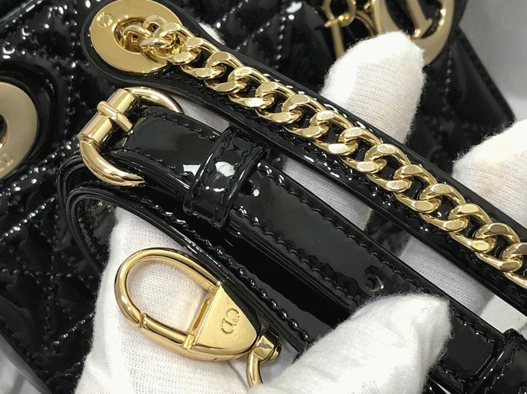 Dior Lady Dior Mini Chain Bag with Chain in Black — image 3