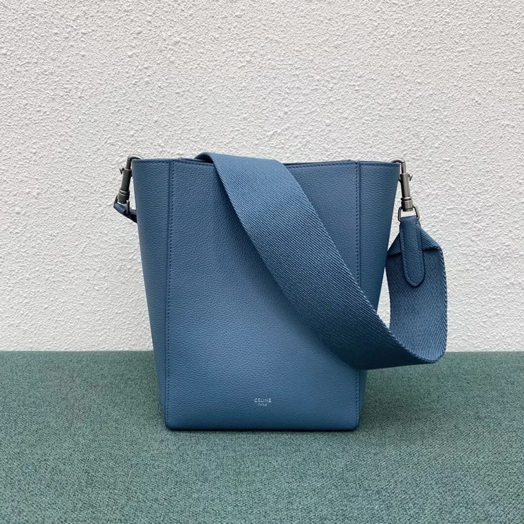 Top Quality Knockoff Celine Sangle Small Bucket Bag In Slate Blue Calfskin — image 3