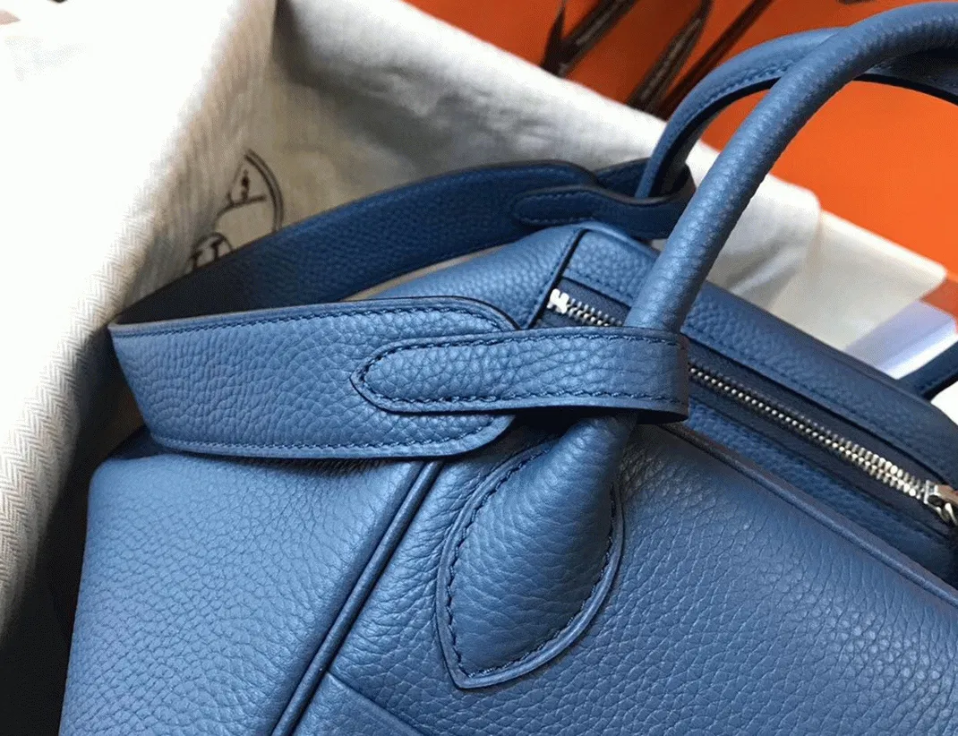 Copy Hermes Lindy 30cm bag in blue agate shade — image 3