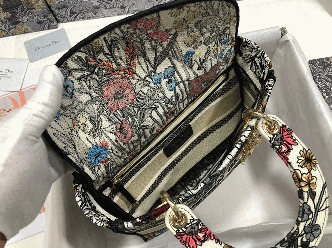 Dior Lady D-Lite Medium Bag Imitation in Mille Fleurs Embroidery — image 8