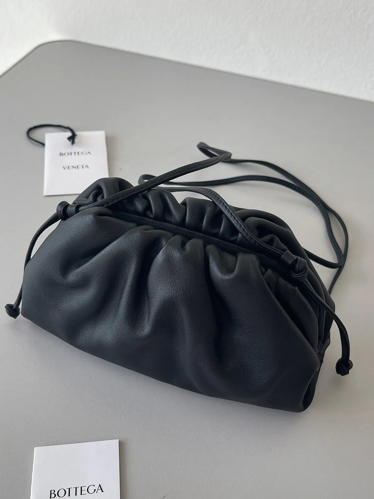 Knockoff Bottega Veneta Mini Pouch with Strap Black — image 4