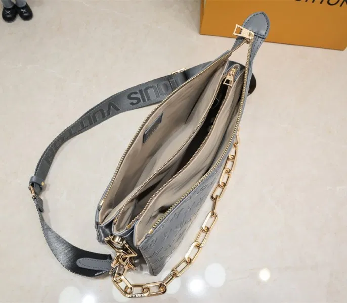 Louis Vuitton Coussin PM Bag In Gray With Jacquard Strap — image 5