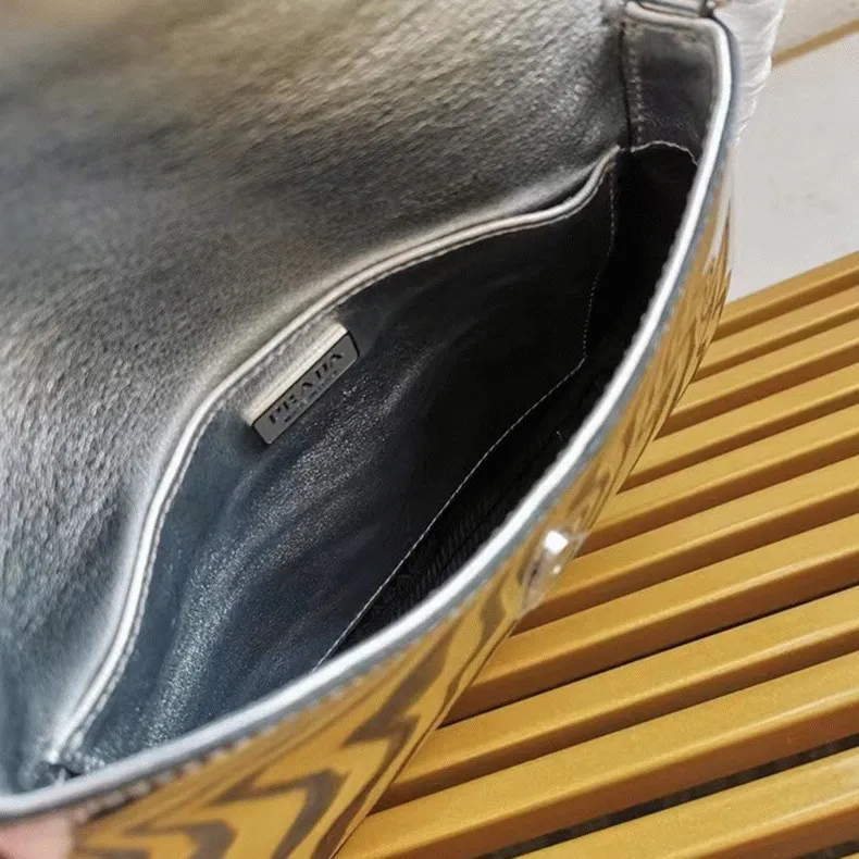 Silver Prada Cleo Flap Bag Knockoff — image 3