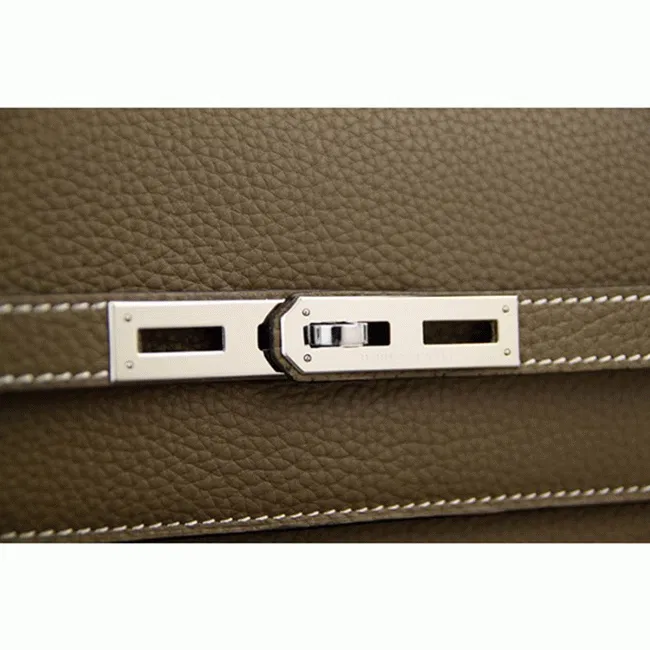 Grey Calf Leather Hermes Kelly Depeche 38cm Briefcase Elegant Bag — image 7