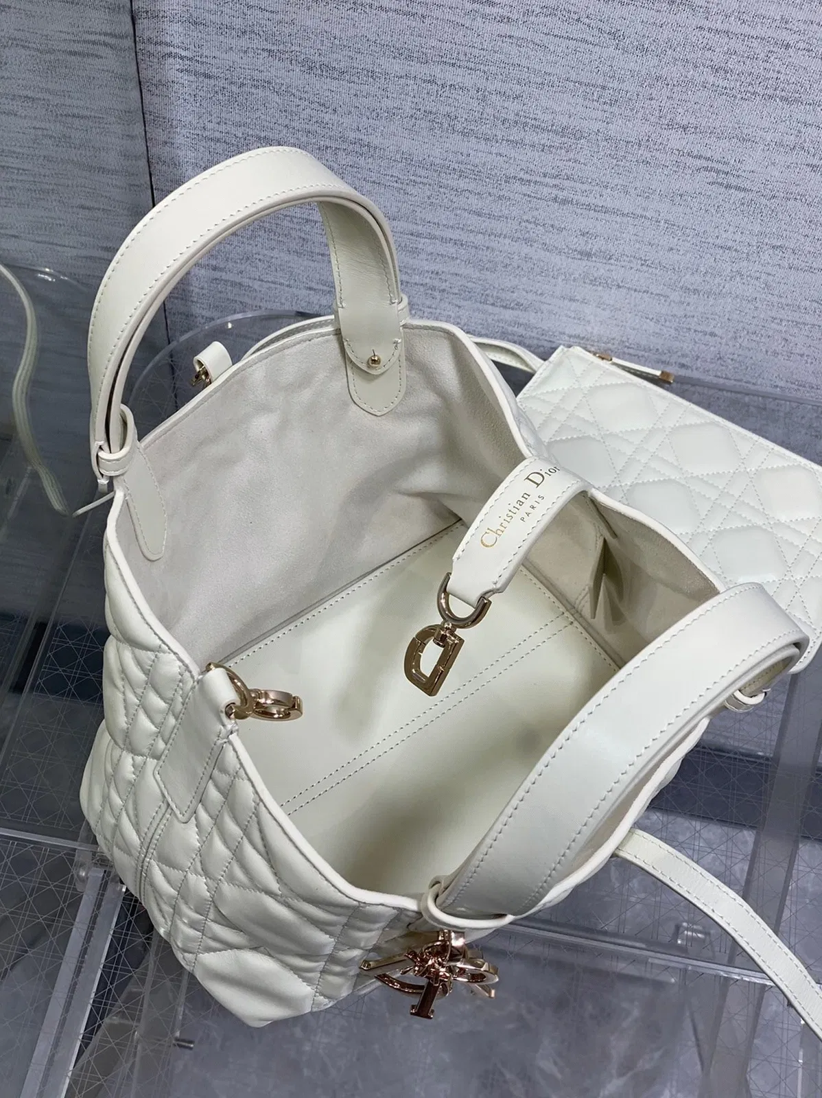 Dior Toujours Small Bag Knockoff in White Macrocannage Calfskin — image 6