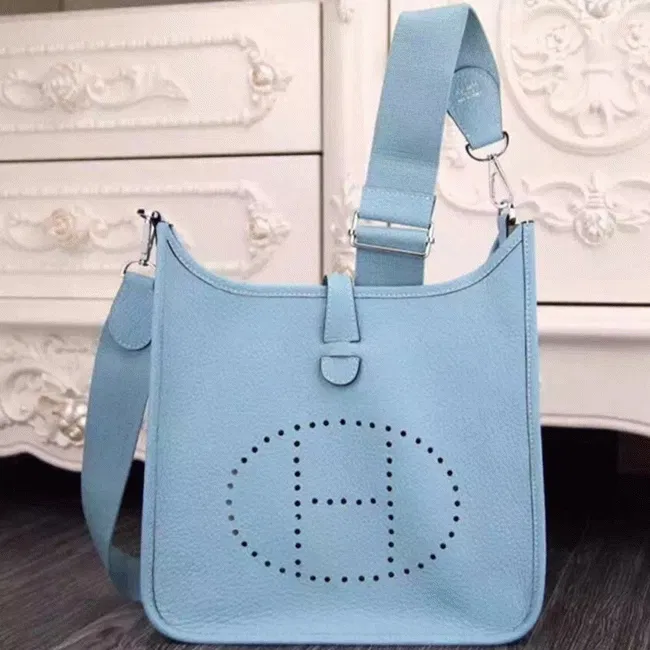 Light Blue Evelyne III PM Bag Designer Hermes Soft Hue Tote