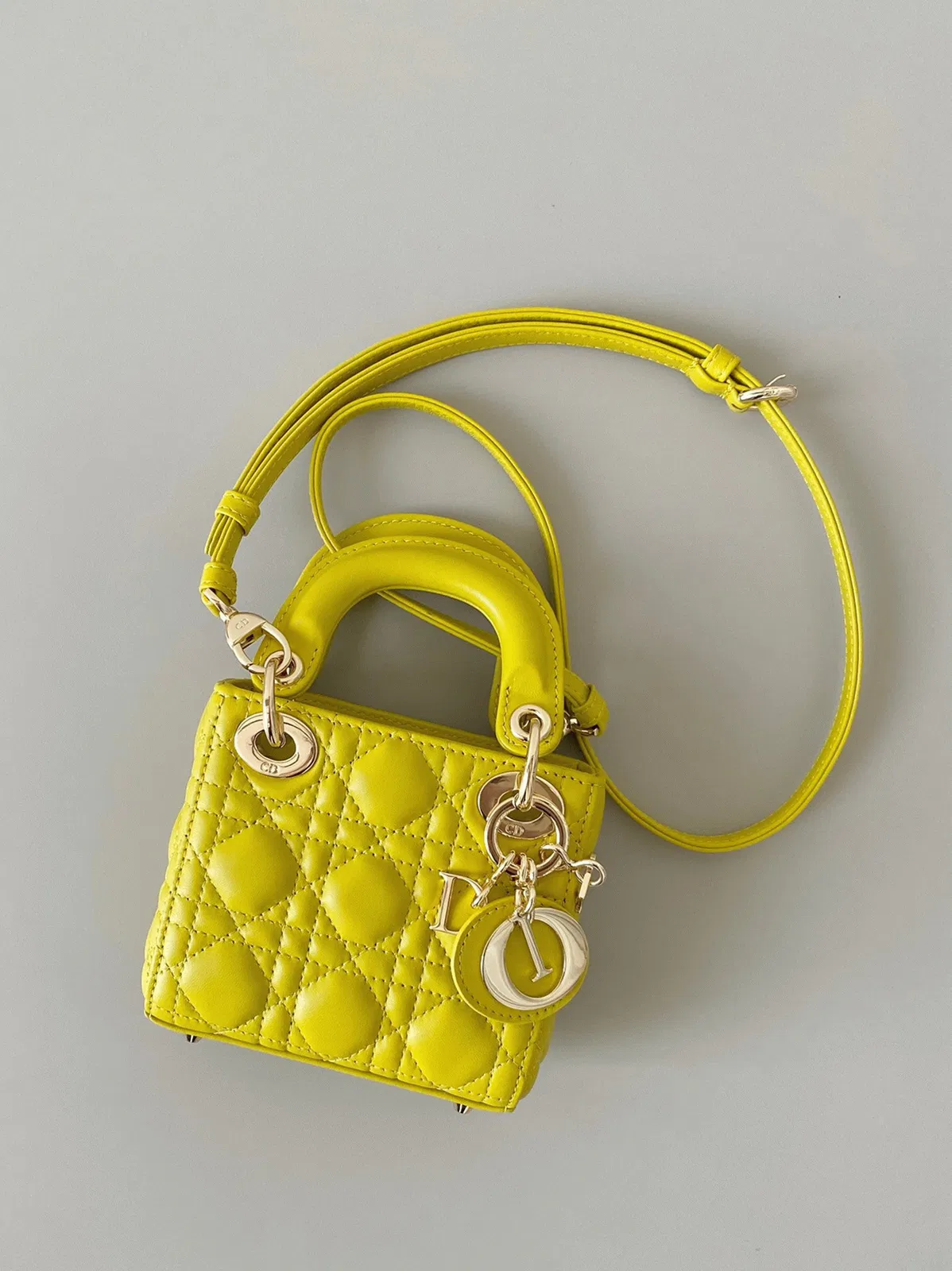 Dior Lady Dior Micro Bag in Yellow Cannage Lambskin — image 8