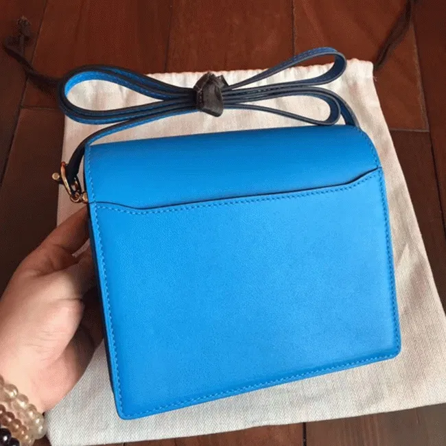 Blue hydra luxury Hermes Mini Sac Roulis handbag — image 5