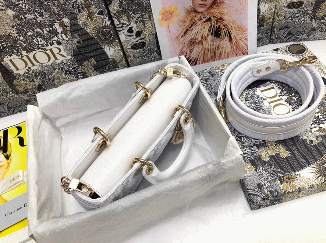 Dior Lady D-Joy Medium Bag in White Macrocannage Technical Fabric — image 2