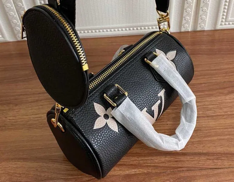 Louis Vuitton Monogram Empreinte Papillon BB Bag In Black And Beige — image 4