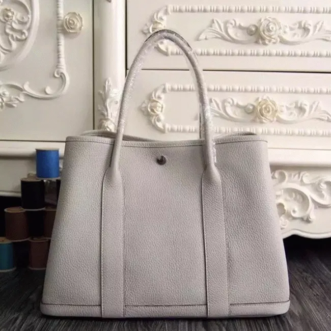 White Top Hermes Garden Party 36cm Clean Tote Design