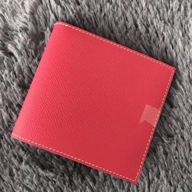 Rose red top Hermes Copernic compact wallet