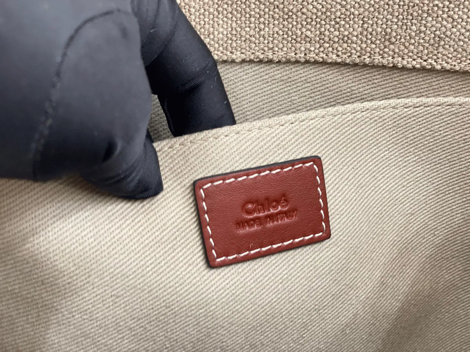 Top Quality Knockoff Chloe Woody Medium Tote Bag in Linen Canvas with Brown Leather — image 8