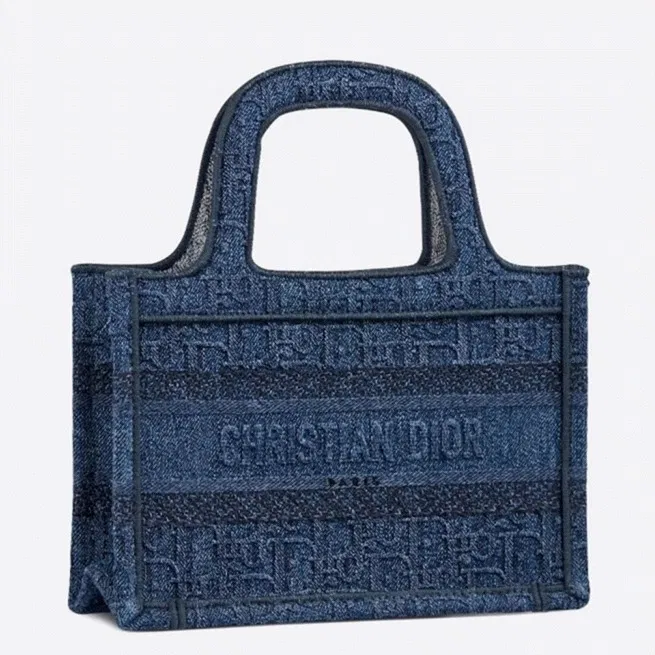 Dior Mini Book Tote Bag in Denim Blue Oblique