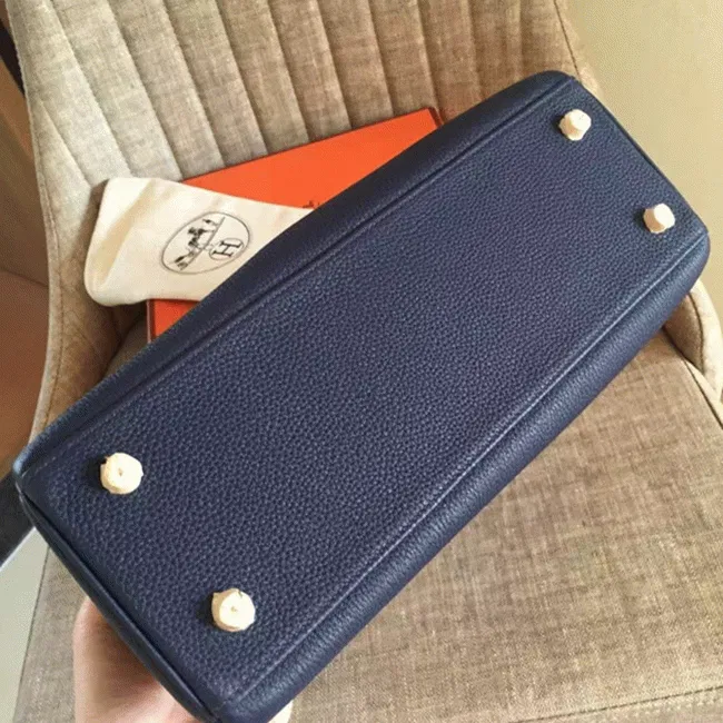 Sapphire Clemence Hermes Kelly Retourne 32cm Deluxe Handbag — image 5