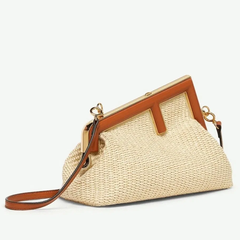 Top Quality Fendi First Small Bag in Natural Raffia Straw