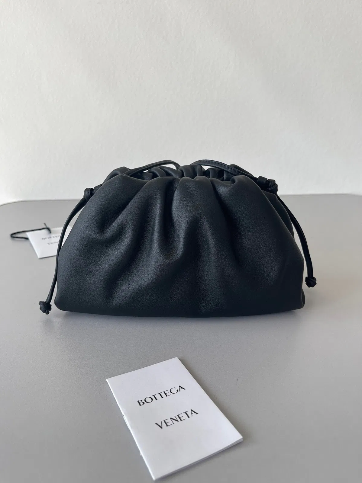 Knockoff Bottega Veneta Mini Pouch with Strap Black — image 5